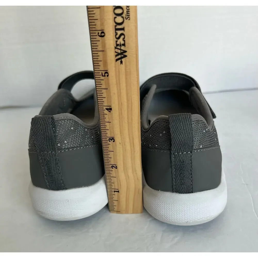Vionic Women's Jessica Mary Jane Flats Gray & White‎ Comfort Orthotic Shoes 9.5